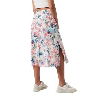 Athleta Savannah Skirt XL Floral Watercolor Midi Elastic Waist Pockets EUC